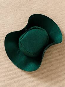 SHEIN 嬰兒男孩西部牛仔風格服裝配有牛仔帽和圍巾，麂皮織插衣和奶牛紋流蘇褲 - 墨綠色 - 查看 3