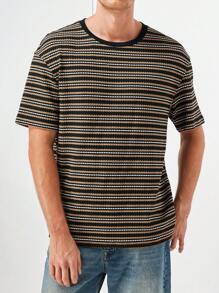 Manfinity VCAY 男士針織短袖休閒T恤，夏季日常，彩色