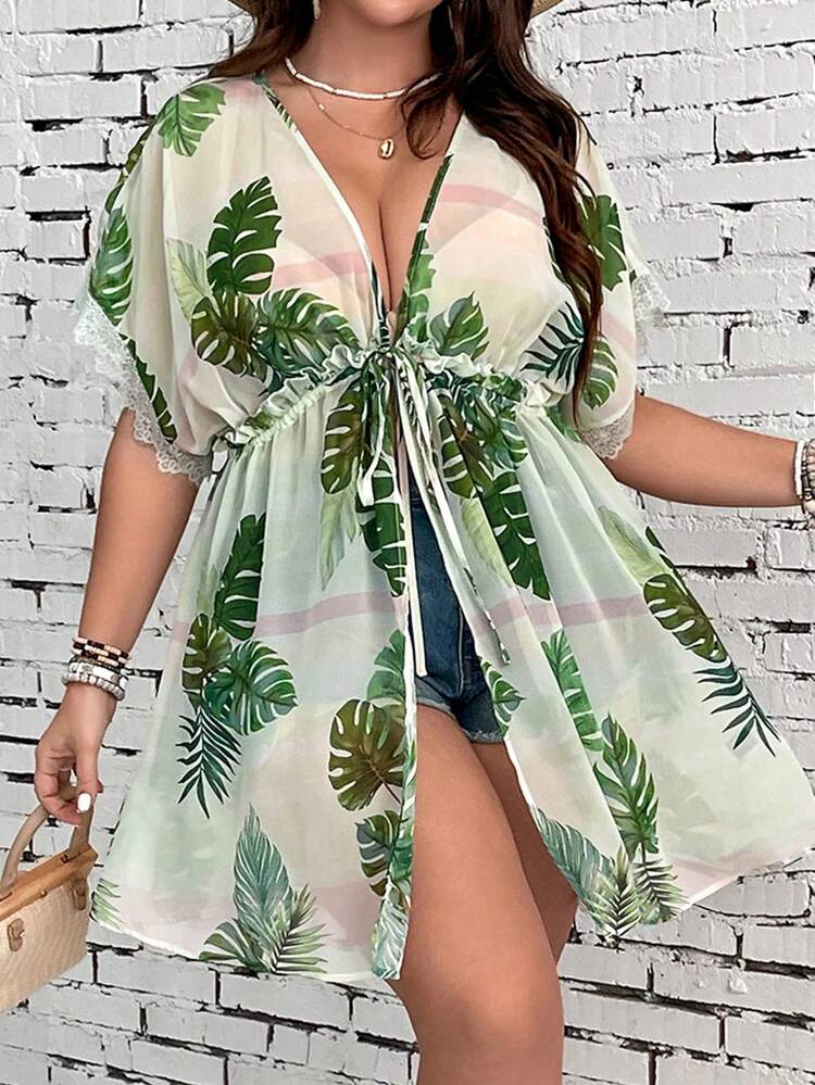 Plus Size Vacation Waist Belt Casual Shirt