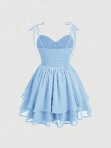 SHEIN MOD Plus Size Women's Summer Boho Front Lacing Strap Cami Dress,Birthday Dresses For Women - Blue - View 2