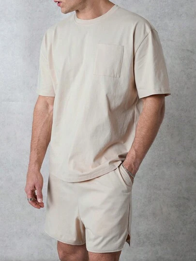 Forever 21 男士鬆身口袋T恤和卡其色短褲2件套裝
