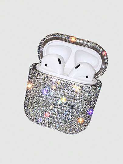 SHEIN X Jess 1 pezzo Custodia di lusso per Airpods compatibile con Airpods 1/2/Pro/3/Pro (2a generazione) con catena decorata con strass