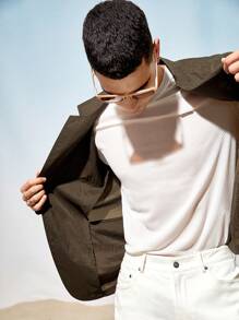 AKNOTIC Business Casual Unlined UV Protection Ultra Thin Men's Woven Business Suit Jacket