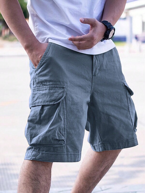 Manfinity Homme Loose Fit Men Flap Pocket Side Cargo Shorts