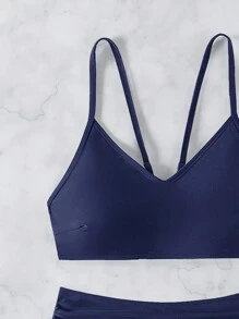 SHEIN Swim Women Summer Beach Solid Sexy Bikini Set, For Beach Vacation