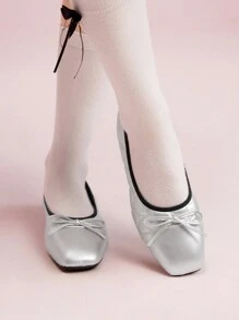 Woman Shoes Solid Color Flat Shoes With Bow Decoration For Spring And Summer