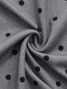 DAZY Women's Summer Casual Polka Dot Print Slim Fit Short Sleeve T-Shirt