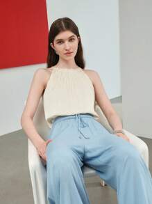 MOTF STUDIO TRANG TRÍ DÁNG RẮC RẮN RUCHED HALTER TOP - Màu vàng - Xem 5