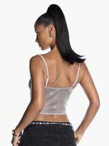 SHEIN BAE Festiwal muzyczny Impreza świąteczna Wszechstronny, kuszący metaliczny top na ramiączkach