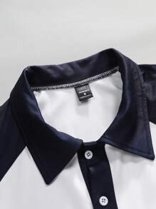 Claim Dot Áo thun polo cổ bẻ phong cách đại học rộng rãi cho nam, in khẩu hiệu, tay áo raglan, thích hợp mặc đi chơi, mặc cùng bạn bè, mặc khi chơi bóng chày - Nhiều màu - Xem 4