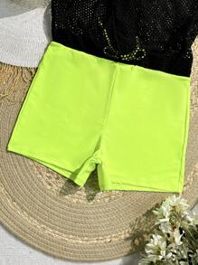 SHEIN Swim 女士运动网眼二合一沙滩短裤 夏季 - 彩色 - 查看 6