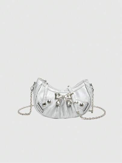 Kawaii حقيبة كتف سلسلة على شكل ربطة العنق الجديدة، حقيبة نسائية جماعية الطراز البانك القوطي