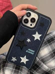ROMWE Grunge Punk 1 Ốp lưng điện thoại di động thêu hiệu ứng denim sáng tạo, Ốp lưng bảo vệ điện thoại di động bằng silicon, Tương thích với iPhone - Nhiều màu - Xem 5