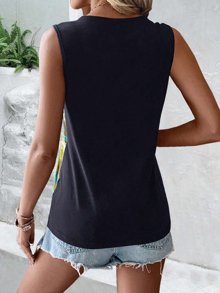 Leisure Striped Color Block Tank Top For Summer Vacation
