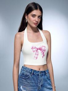 Patishop Art Regata feminina casual com alças, estilo artístico "Girlcore", decote franzido, ideal para o verão, feriados, férias e festivais - Branco - Visão 5