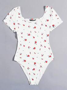 SHEIN VCAY Body con estampado floral de cuello redondo