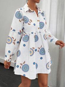Women's  Embroidered & Printed Vacation Long Sleeve Shirt - Multicolor - View 4