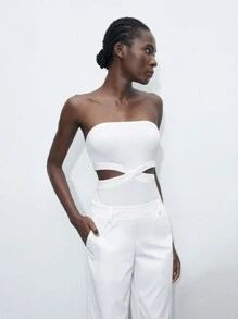 Maija Ladies Solid Color Simple Style Strapless Jumpsuit For Daily Wear