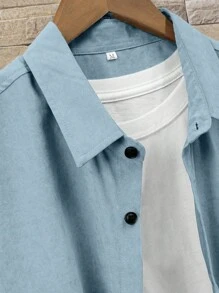 Manfinity Homme 男士休閒純色短袖夏季襯衫