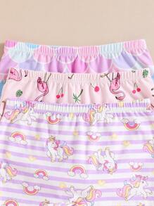 Young Girl Cute Unicorn & Flamingo Pattern Underwear Set, 3 Pieces,Summer,Travel