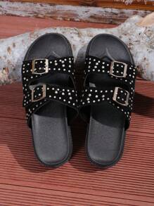 Nouvelles chaussures de printemps 2025 pour femmes grandes tailles, style européen et américain, sandales d'extérieur à semelle épaisse pour la plage - Noir - Voir 6