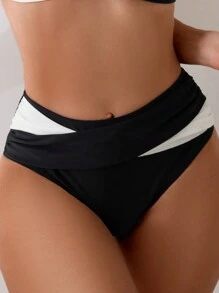 Quần Bikini Gợi Cảm Phối Màu Cho Nữ Có Chi Tiết Chéo Mùa Hè - Đen và trắng - Xem 5