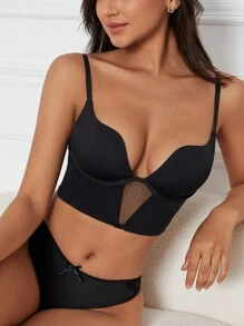 女士简约舒适单件文胸带钢圈 - 黑色 - 查看 1