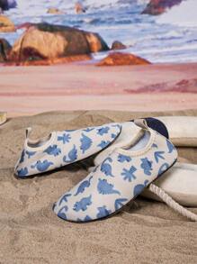 1對兒童戶外運動休閒卡通圖案防滑透氣沙灘水鞋，適合男女孩，非常適合運動和瑜伽 - 彩色 - 查看 4