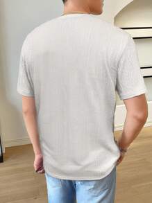 Men's Fashionable And Versatile Short Sleeve Solid Textured T-Shirt - White - View 2
