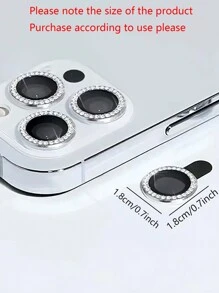ROMWE Apple Máy chụp hình Ống kính Màng bảo vệ Nạm kim cương Ống kính Lớp bảo vệ - Bạc - Xem 3
