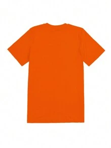Calvaya English Letter Printing Round Neck T-Shirt&Summer&Spring,Women's Clothing Graphic Tees Women Tops - Orange - View 2