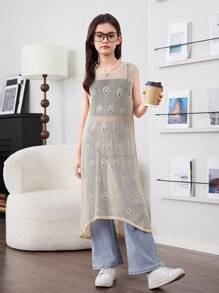 Mädchen im Alter zwischen 10 und 12 Jahren, japanischer Stil, lässiges Strand Sommerkleid mit Cut Out Ausschnitten und soliden Farben, Rundhalsausschnitt, ärmellos, zum Überziehen geeignet
