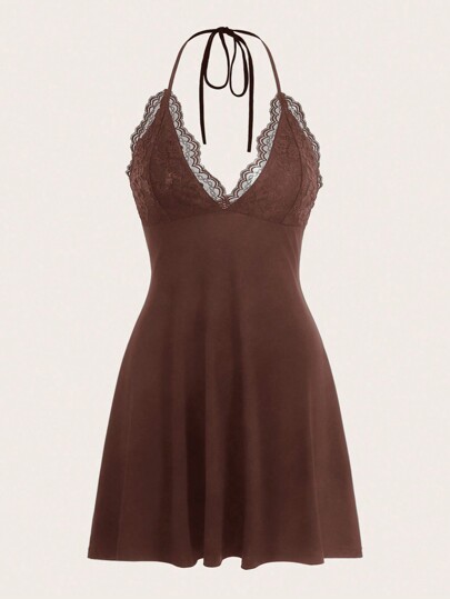 Robe à taille cintrée, col ras-du-cou avec laçage, style mode, taille grande, pour école