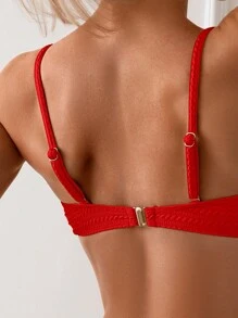 SHEIN Swim 2025 Women Solid Color Ruched Sexy Bikini Set, Beach Vacation Summer