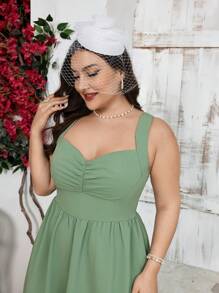 Vintamour Vestido de mujer elegante vintage con pliegues, tirantes de espagueti y dobladillo de paraguas, vestido de estilo campestre verde para verano, atuendo para concierto country, festivales, graduación, maestros, playas de Hawái y de largo estilo cottagecore - Verde - Ver 3