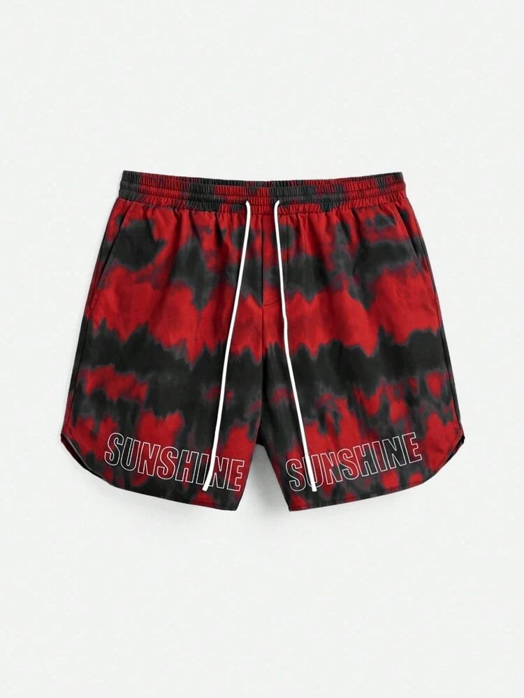 Men Letter Print Drawstring Casual Shorts For Spring Summer