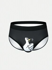 Men's Duck Digital Printed Skin-Friendly Breathable Triangle Underwear - Black and White - View 1