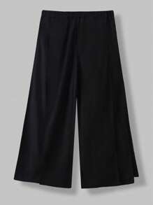 Manfinity Roghcode Men Solid Color Pleated Wide Leg Loose Pants Long Parachute Plain Black Going Out, Men Flared Pants With Split Sides, Men Flared Pant, Men Wide Leg Pants, Gothic Pants, Black Dress Pants, For Fall