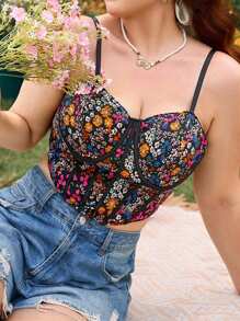 Dreamara Haut court cami à imprimé floral pour les vacances et grandes tailles, pour l été