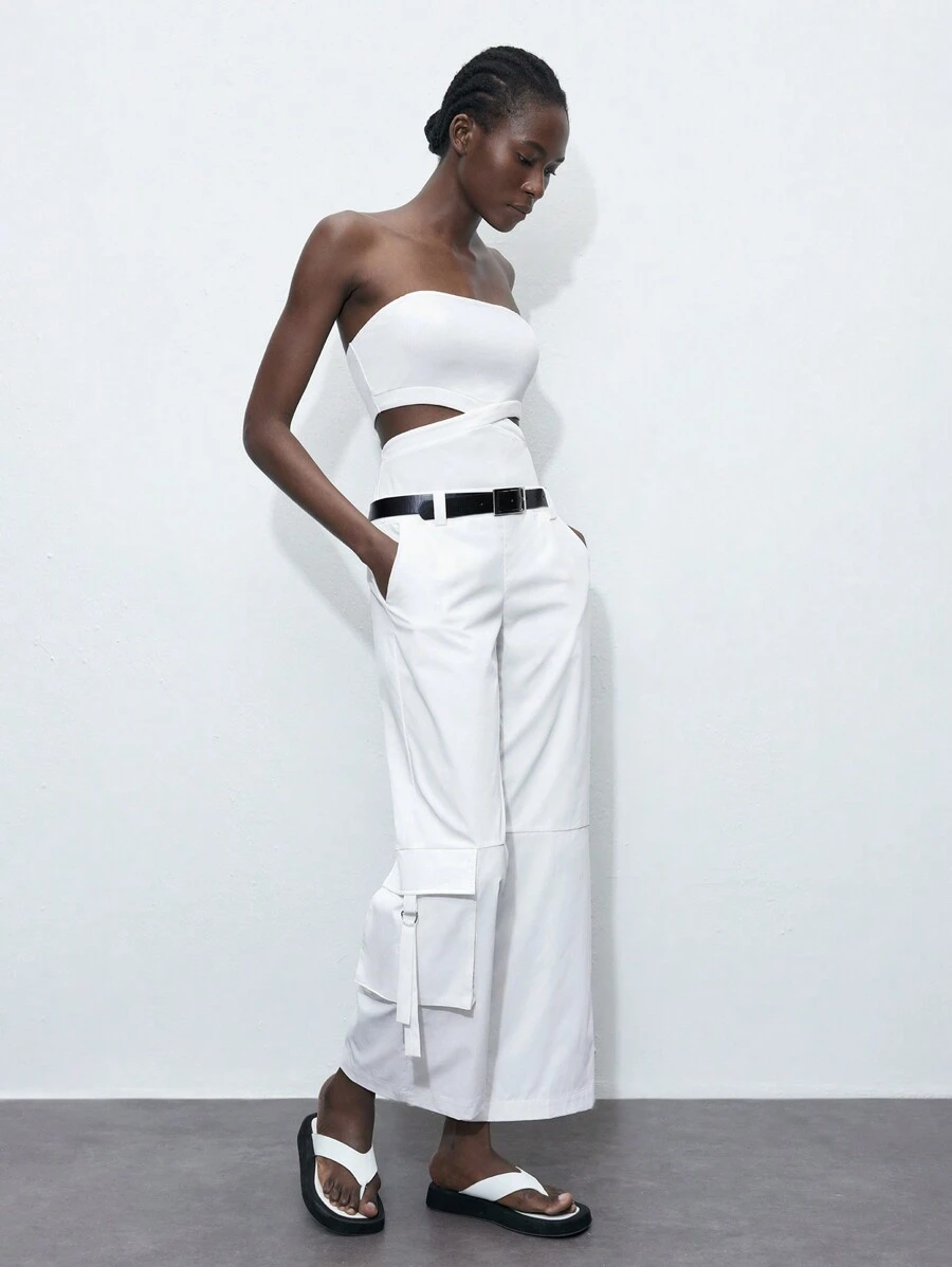 Maija Ladies Solid Color Simple Style Strapless Jumpsuit For Daily Wear