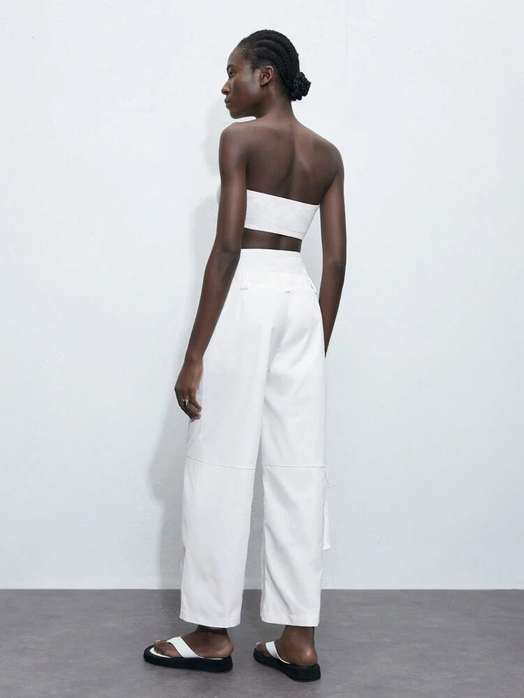 SHEIN Maija Ladies Solid Color Simple Style Strapless Jumpsuit For Daily Wear