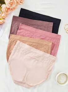 SHEIN 5入組高腰修身無痕大尺碼女士內褲 - 彩色 - 查看 1