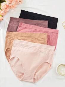 SHEIN 5入組高腰修身無痕大尺碼女士內褲 - 彩色 - 查看 2