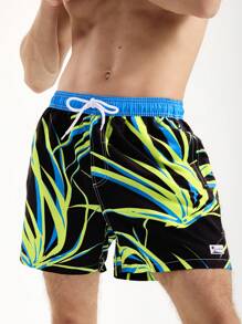 Surfspeed Men Drawstring Vacation Casual Summer Beach Shorts - Black - View 3