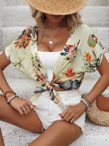 Breezaya Women's Fashionable Hollow Out Backless Printed Design Summer Cardigan - Multicolor - View 6