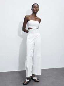 Maija Ladies Solid Color Simple Style Strapless Jumpsuit For Daily Wear