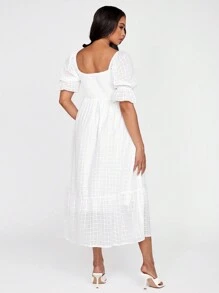 SHEIN Maternity Romance Square Neck Short Sleeve Top Dress - White - View 2