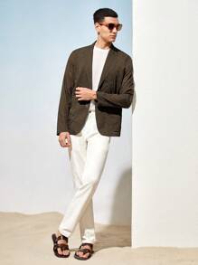 AKNOTIC Business Casual Unlined UV Protection Ultra Thin Men's Woven Business Suit Jacket
