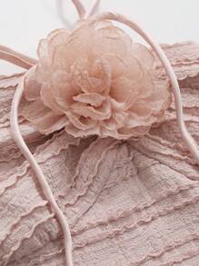 DAZY Textured 3D Floral Halter Women's Camisole Top With Asymmetrical Hem Summer Valentine's Day - Baby Pink - View 9