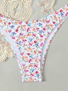 Swim Mod Women Floral 3D Flower Bikini Set With Neck Strap And Swimwear Bottoms Summer - Apricot - View 2